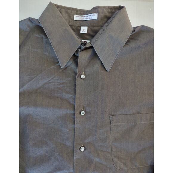 Etienne Aigner Dark Gray Button Up Oxford Dress Shirt Men's Size 16 1/2 32/33 - Picture 3 of 7